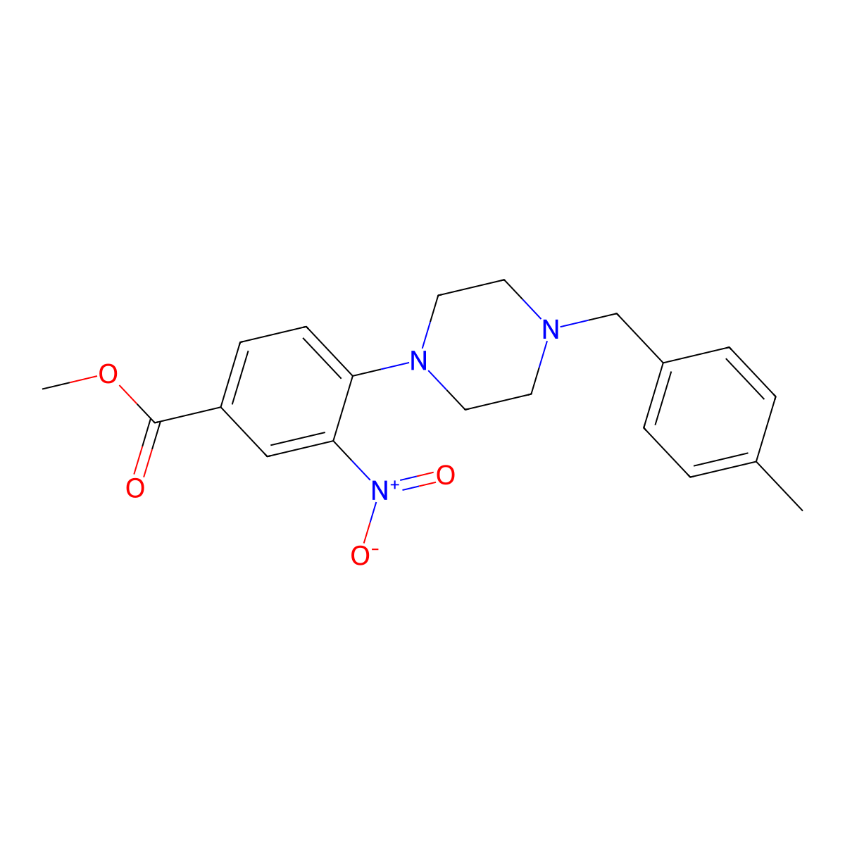 Methyl 4-[4-(4-methylbenzyl)piperazino]-3-nitrobenzenecarboxylate molecular structure, CAS 478246-63-8