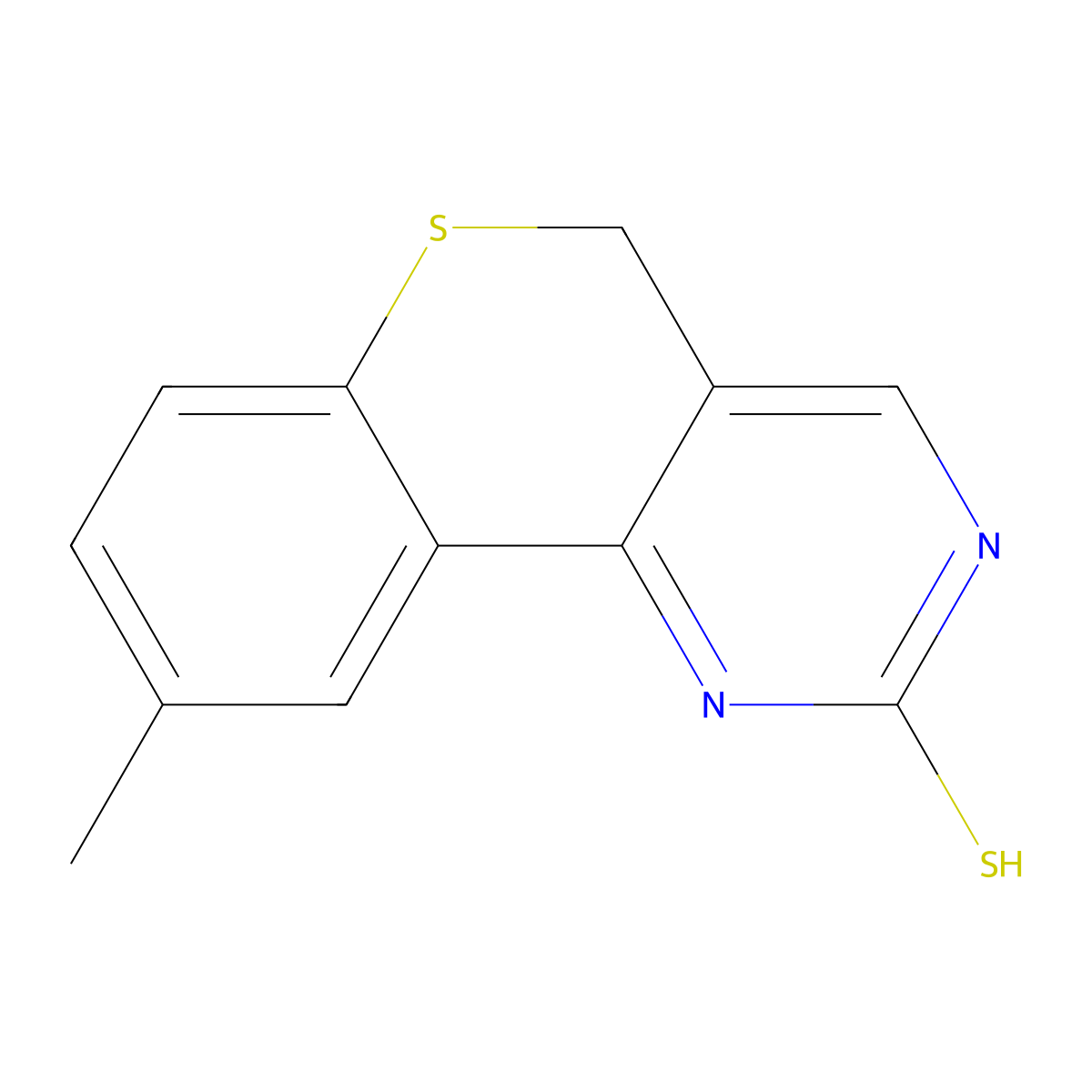 9-methyl-5H-thiochromeno[4,3-d]pyrimidin-2-ylhydrosulfide molecular structure, CAS 478246-69-4