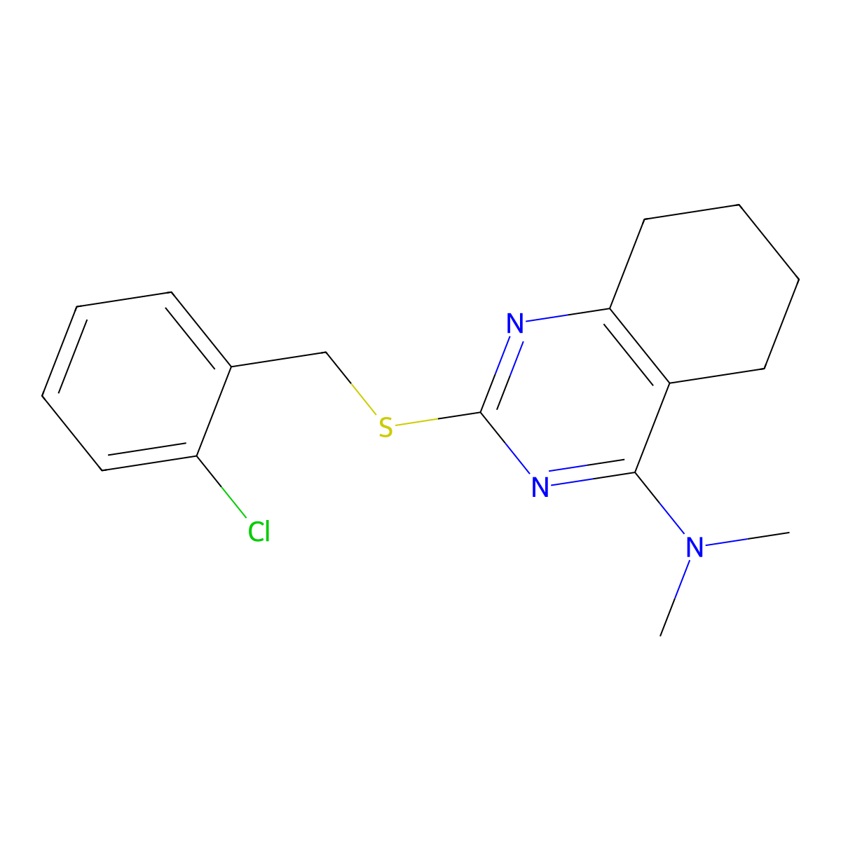 N-{2-[(2-chlorobenzyl)sulfanyl]-5,6,7,8-tetrahydro-4-quinazolinyl}-N,N-dimethylamine molecular structure, CAS 478246-71-8