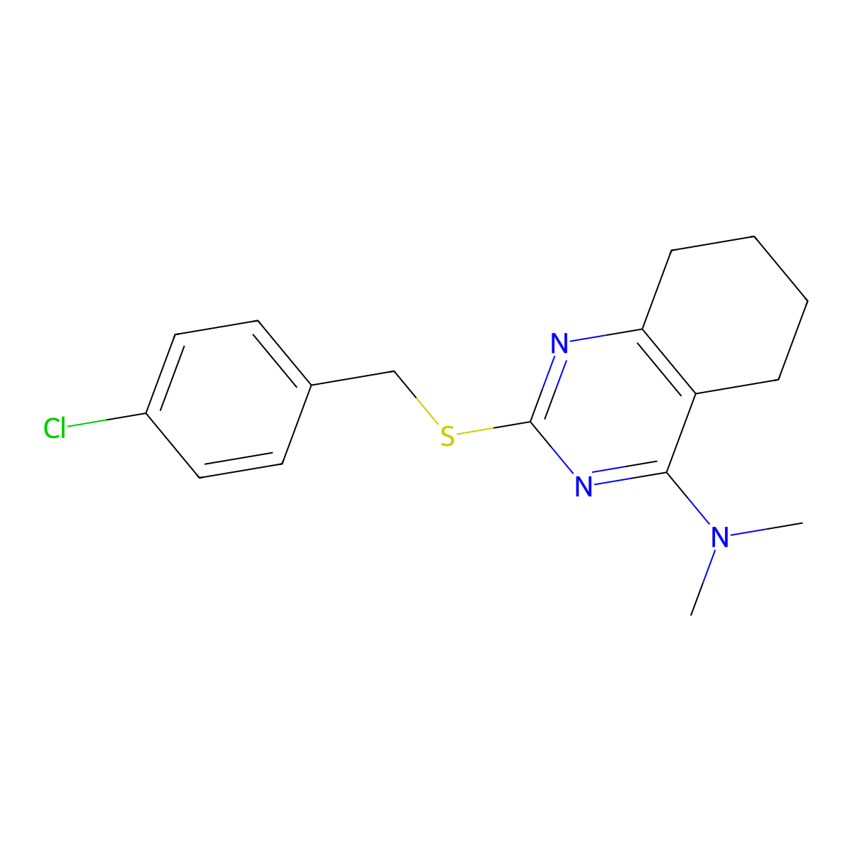 N-{2-[(4-chlorobenzyl)sulfanyl]-5,6,7,8-tetrahydro-4-quinazolinyl}-N,N-dimethylamine molecular structure, CAS 478246-72-9