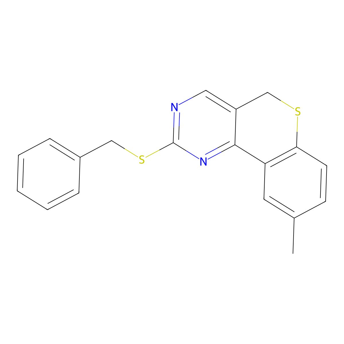 2-(benzylsulfanyl)-9-methyl-5H-thiochromeno[4,3-d]pyrimidine molecular structure, CAS 478246-74-1