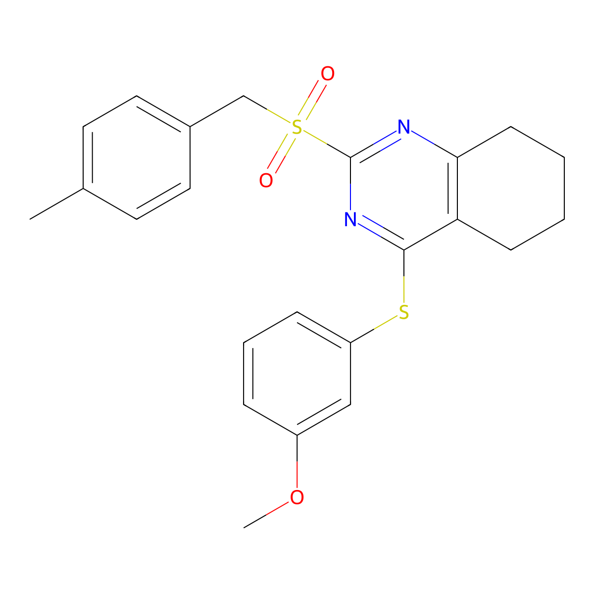 4-[(3-Methoxyphenyl)sulfanyl]-5,6,7,8-tetrahydro-2-quinazolinyl 4-methylbenzyl sulfone molecular structure, CAS 478246-75-2