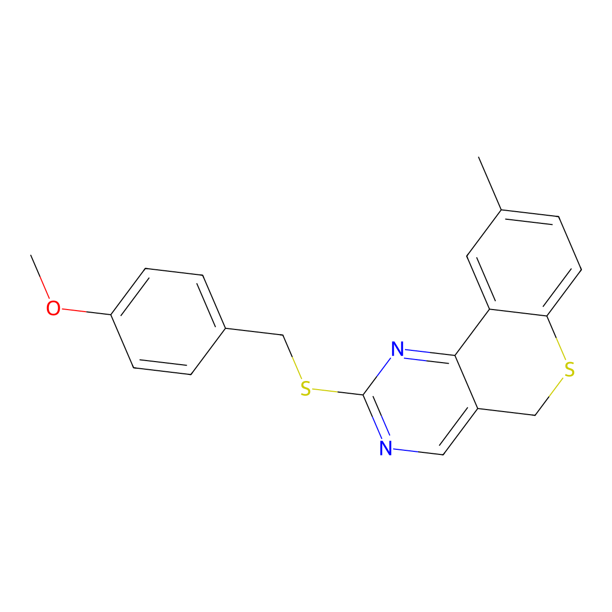 methyl 4-{[(9-methyl-5H-thiochromeno[4,3-d]pyrimidin-2-yl)sulfanyl]methyl}phenyl ether molecular structure, CAS 478246-81-0