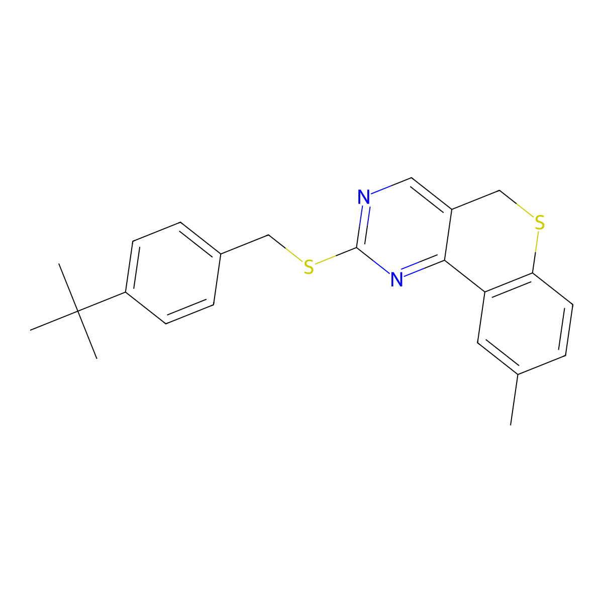 2-{[4-(tert-butyl)benzyl]sulfanyl}-9-methyl-5H-thiochromeno[4,3-d]pyrimidine molecular structure, CAS 478246-85-4