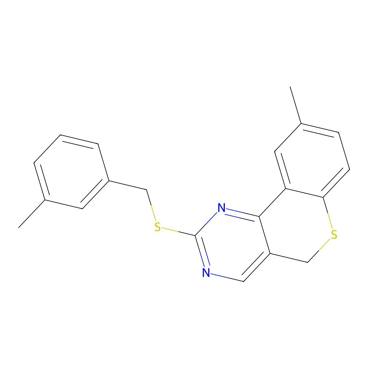 9-methyl-2-[(3-methylbenzyl)sulfanyl]-5H-thiochromeno[4,3-d]pyrimidine molecular structure, CAS 478246-86-5