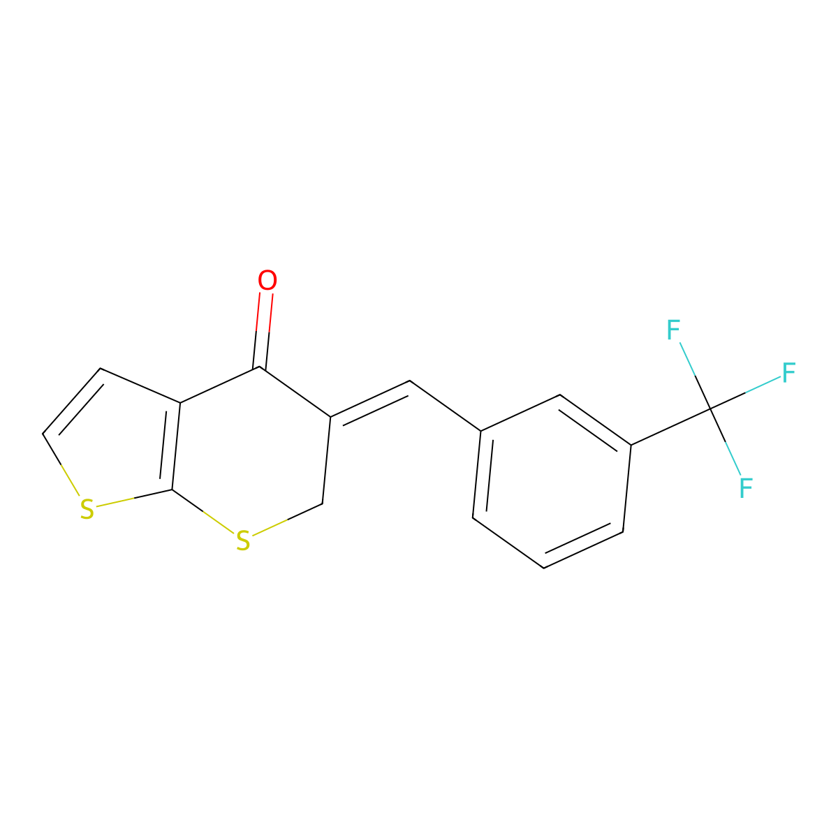 5-{(Z)-[3-(trifluoromethyl)phenyl]methylidene}-4H-thieno[2,3-b]thiopyran-4(6H)-one molecular structure, CAS 478246-98-9