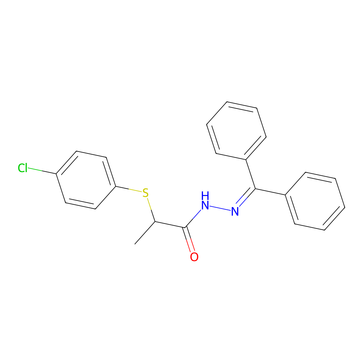 2-[(4-chlorophenyl)sulfanyl]-N'-(diphenylmethylene)propanohydrazide molecular structure, CAS 478247-06-2