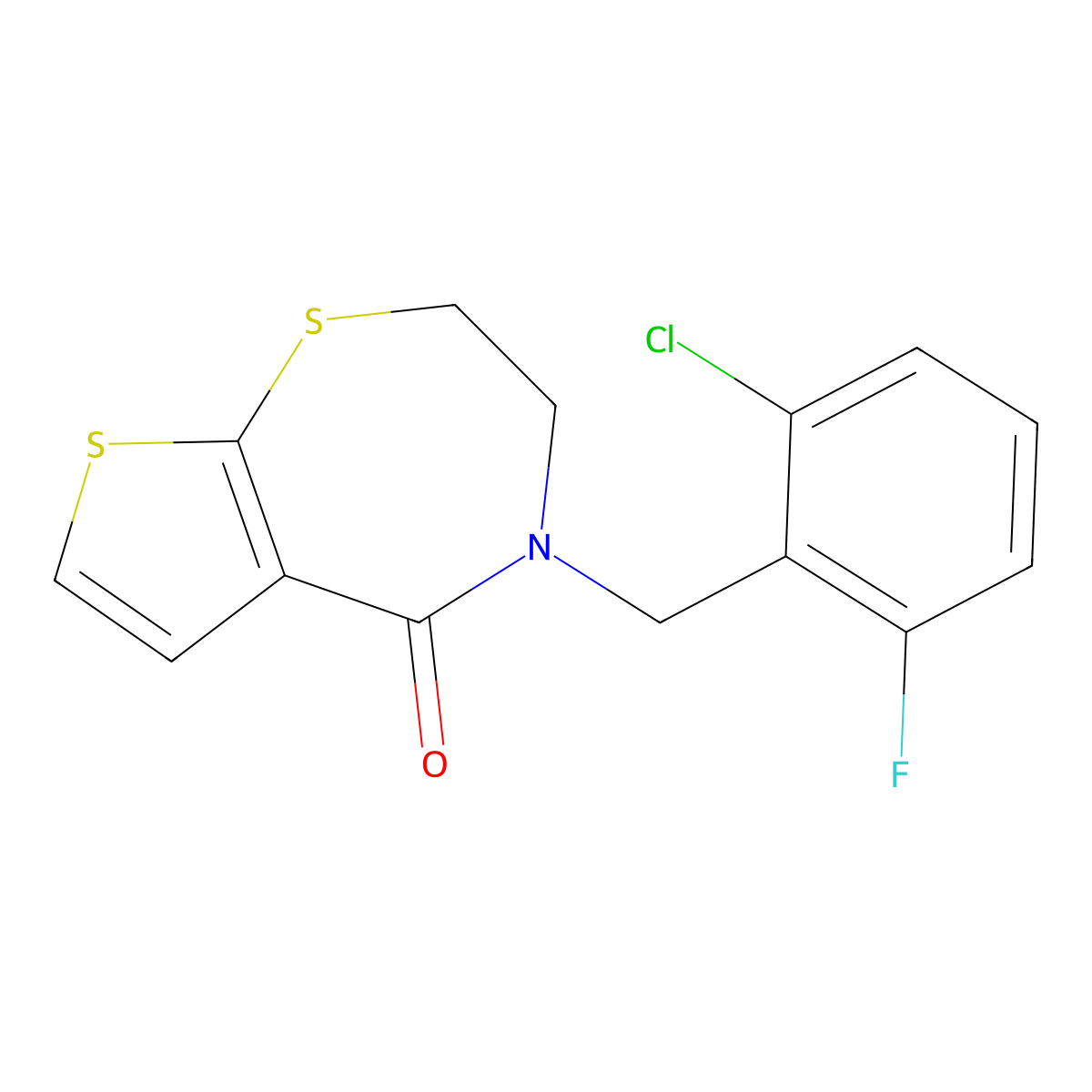 4-(2-chloro-6-fluorobenzyl)-3,4-dihydrothieno[3,2-f][1,4]thiazepin-5(2H)-one molecular structure, CAS 478247-12-0