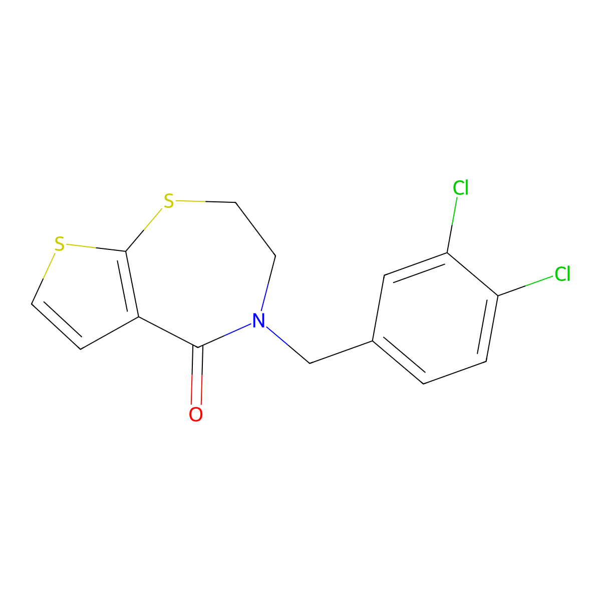 4-(3,4-dichlorobenzyl)-3,4-dihydrothieno[3,2-f][1,4]thiazepin-5(2H)-one molecular structure, CAS 478247-16-4