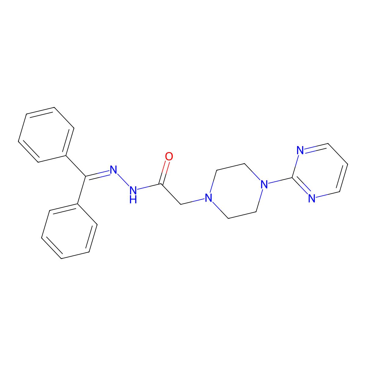 N'-(diphenylmethylene)-2-[4-(2-pyrimidinyl)piperazino]acetohydrazide molecular structure, CAS 478247-26-6