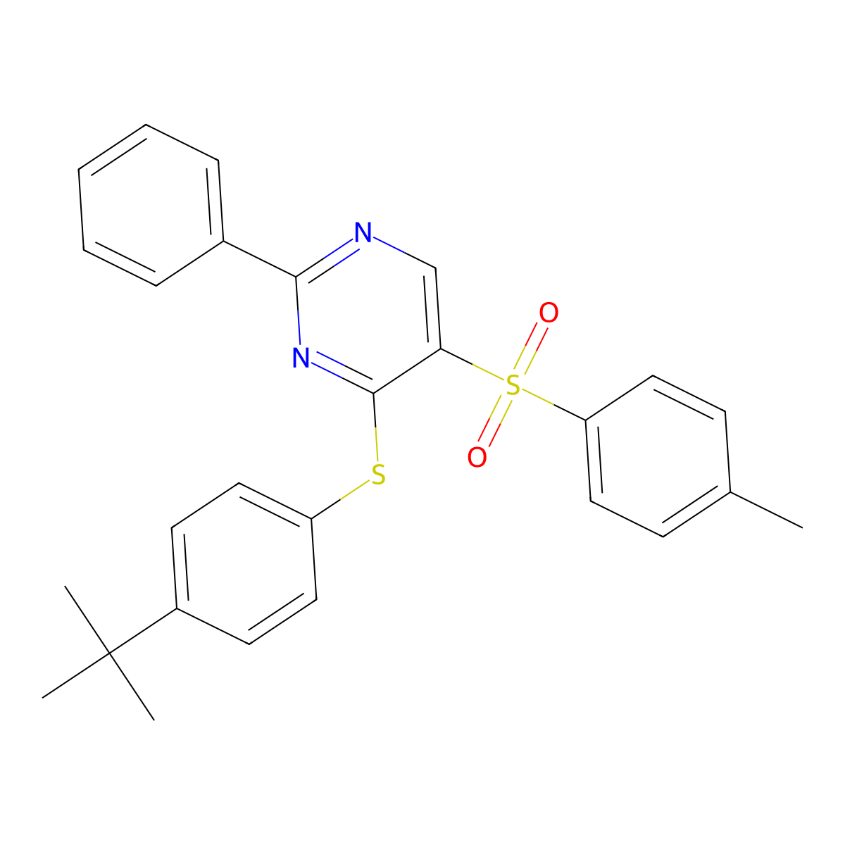 4-{[4-(Tert-butyl)phenyl]sulfanyl}-5-[(4-methylphenyl)sulfonyl]-2-phenylpyrimidine molecular structure, CAS 478247-30-2