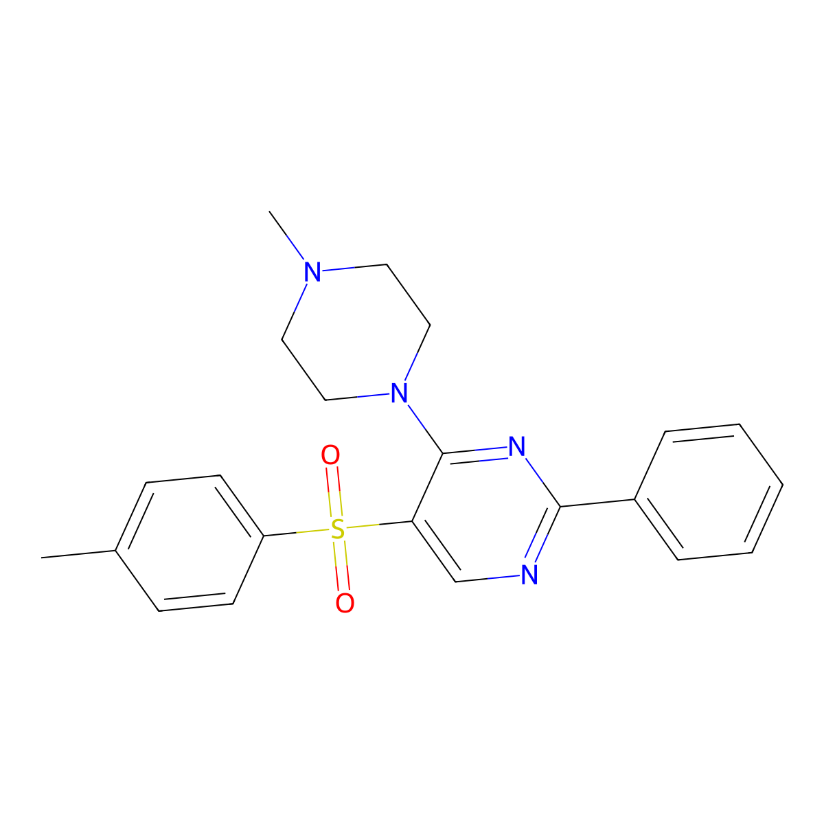 4-Methylphenyl 4-(4-methylpiperazino)-2-phenyl-5-pyrimidinyl sulfone molecular structure, CAS 478247-33-5