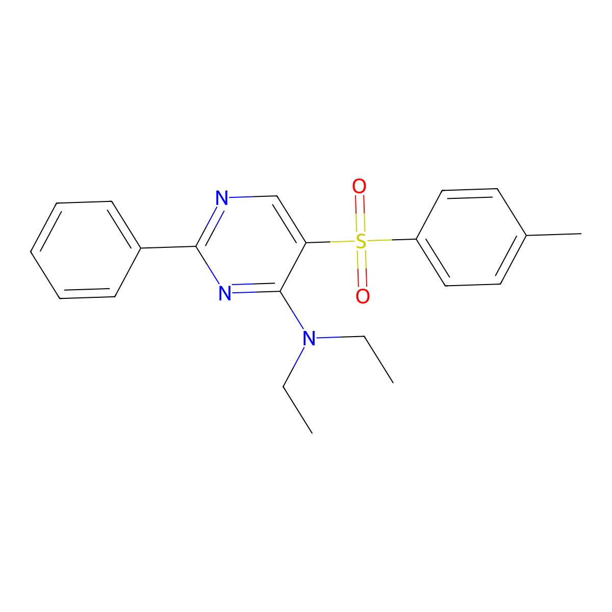 N,N-diethyl-5-[(4-methylphenyl)sulfonyl]-2-phenyl-4-pyrimidinamine molecular structure, CAS 478247-35-7