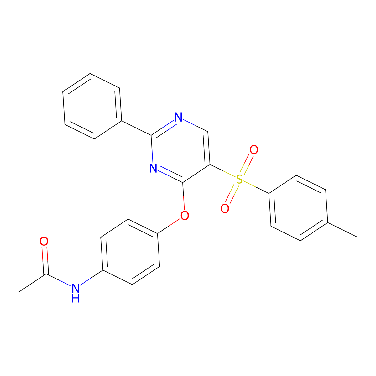 N-[4-({5-[(4-methylphenyl)sulfonyl]-2-phenyl-4-pyrimidinyl}oxy)phenyl]acetamide molecular structure, CAS 478247-36-8