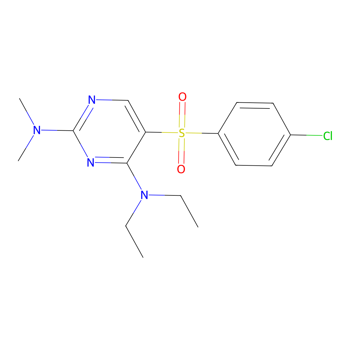 N-[5-[(4-chlorophenyl)sulfonyl]-4-(diethylamino)-2-pyrimidinyl]-N,N-dimethylamine molecular structure, CAS 478247-39-1