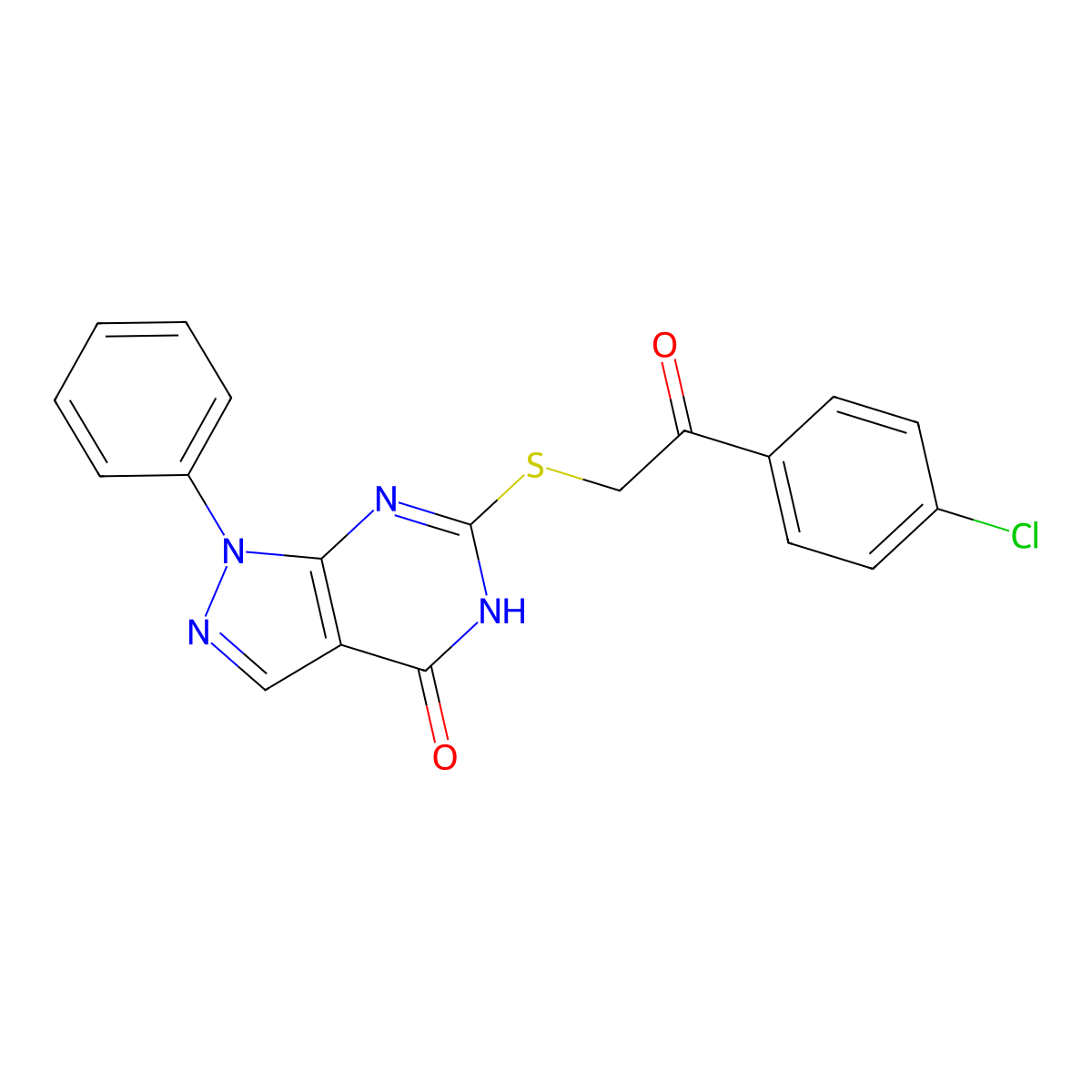 6-[2-(4-chlorophenyl)-2-oxoethyl]sulfanyl-1-phenyl-2H-pyrazolo[3,4-d]pyrimidin-4-one molecular structure, CAS 478247-52-8
