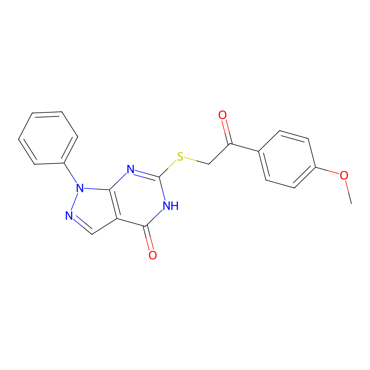 6-{[2-(4-methoxyphenyl)-2-oxoethyl]sulfanyl}-1-phenyl-1,5-dihydro-4H-pyrazolo[3,4-d]pyrimidin-4-one molecular structure, CAS 478247-54-0