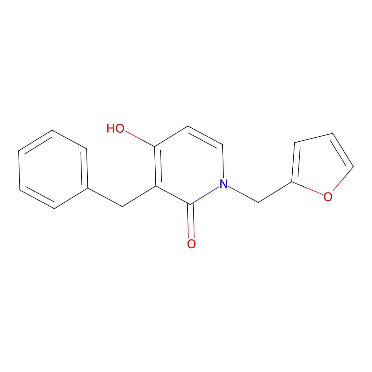 3-benzyl-1-(2-furylmethyl)-4-hydroxy-2(1H)-pyridinone molecular structure, CAS 478247-65-3