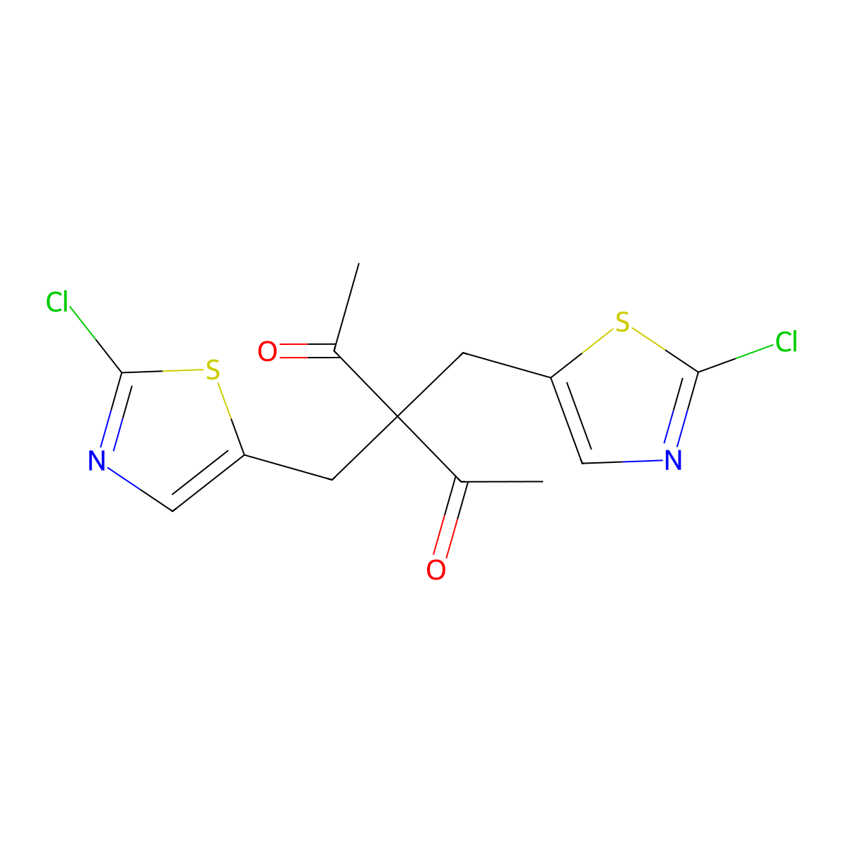 3,3-Bis[(2-chloro-1,3-thiazol-5-yl)methyl]-2,4-pentanedione molecular structure, CAS 478247-69-7
