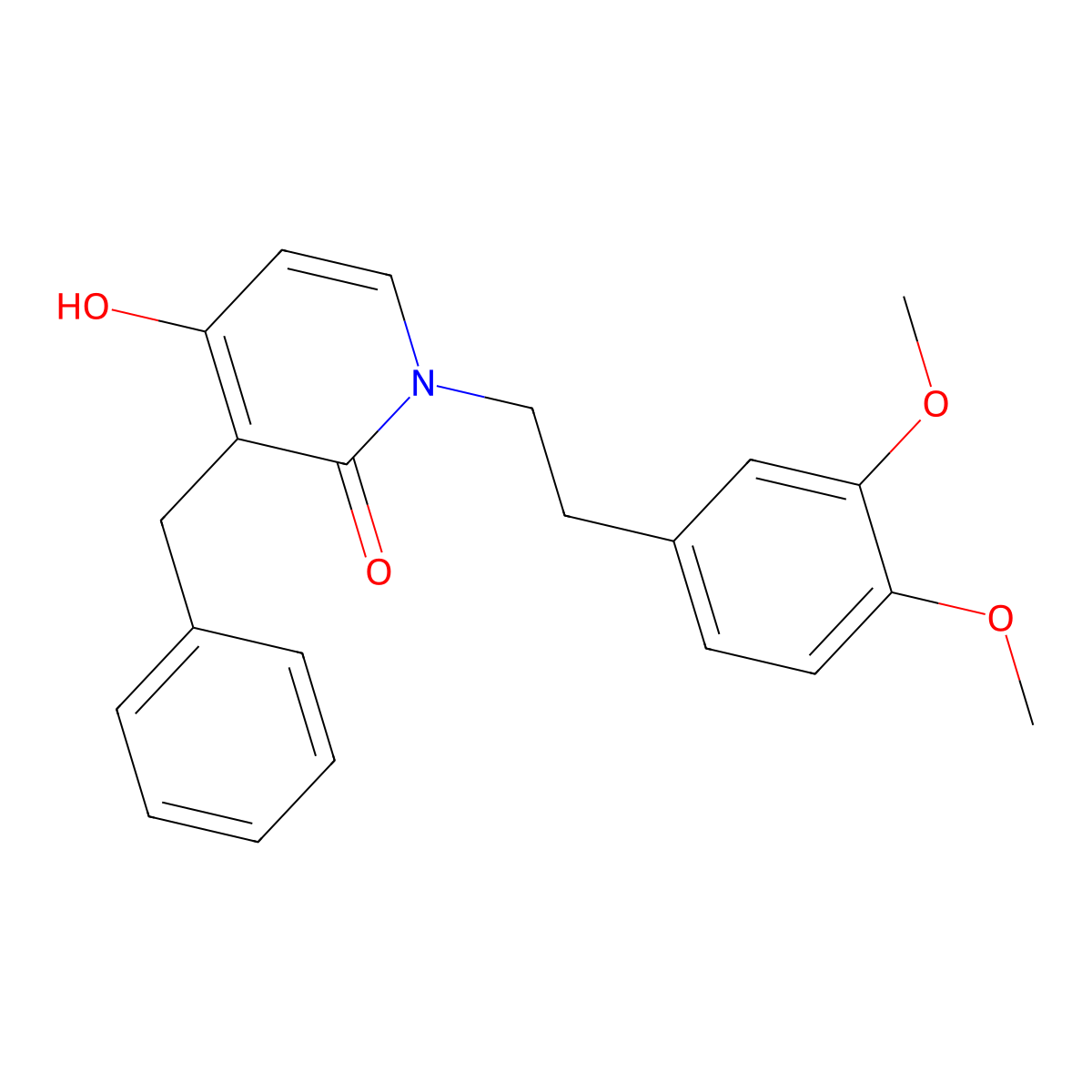 3-benzyl-1-(3,4-dimethoxyphenethyl)-4-hydroxy-2(1H)-pyridinone molecular structure, CAS 478247-71-1