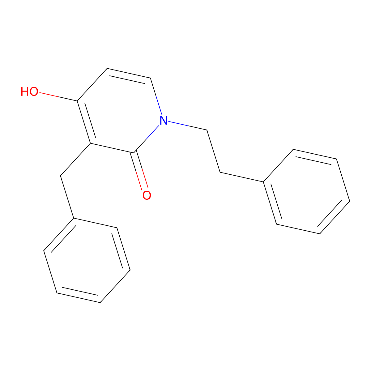 3-benzyl-4-hydroxy-1-phenethyl-2(1H)-pyridinone molecular structure, CAS 478247-73-3