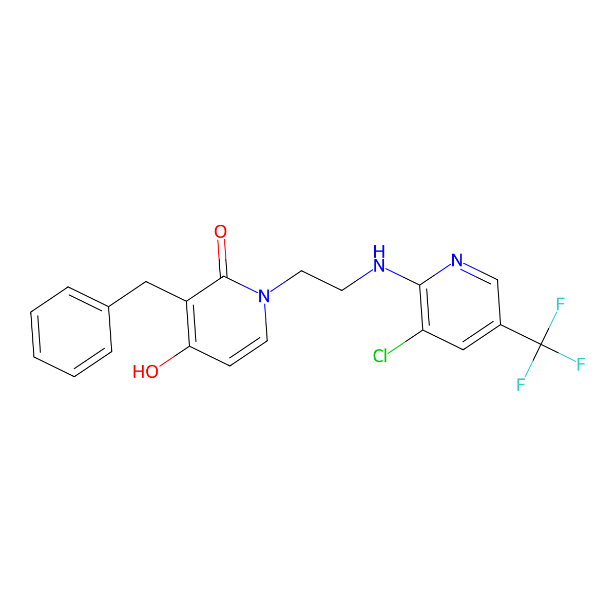 3-benzyl-1-(2-{[3-chloro-5-(trifluoromethyl)-2-pyridinyl]amino}ethyl)-4-hydroxy-2(1H)-pyridinone molecular structure, CAS 478247-74-4