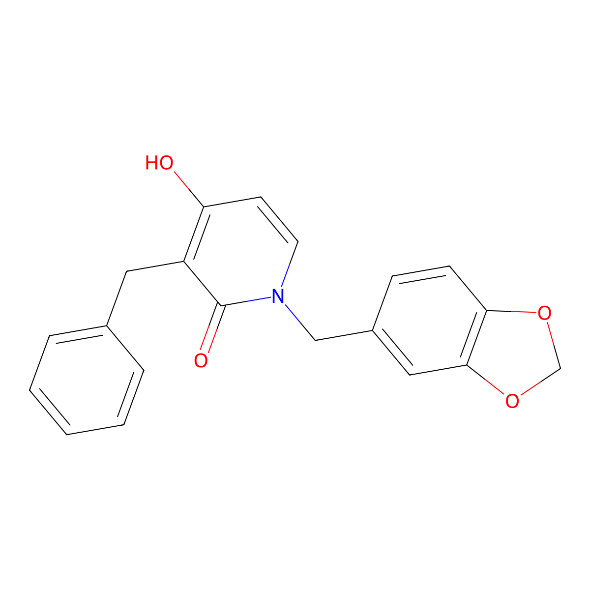 1-(1,3-Benzodioxol-5-ylmethyl)-4-hydroxy-3-(phenylmethyl)-2(1H)-pyridinone molecular structure, CAS 478247-79-9
