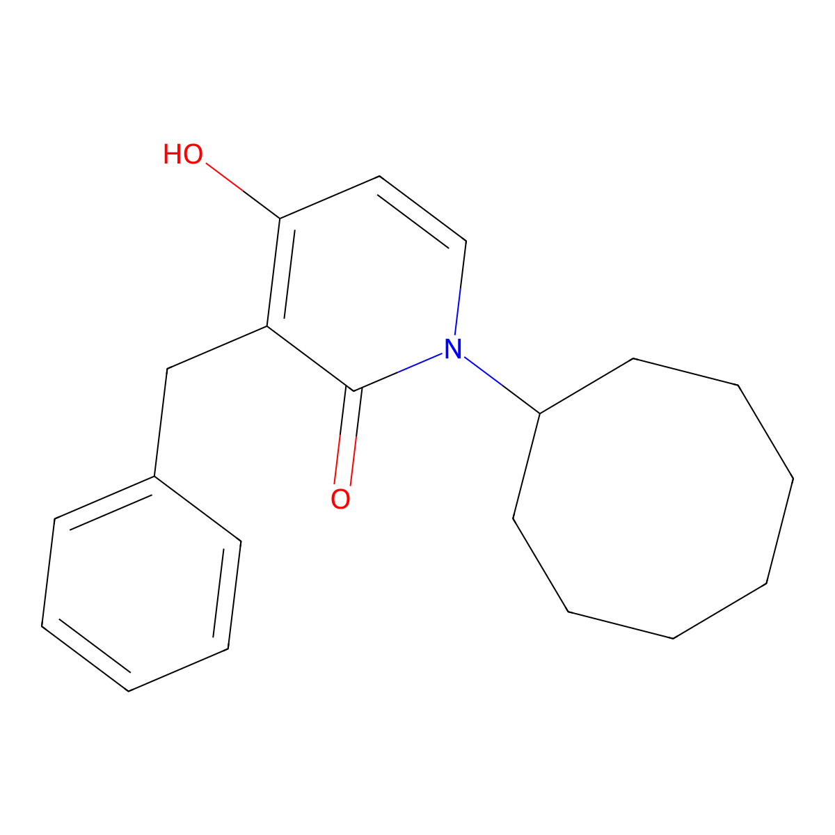 3-benzyl-1-cyclooctyl-4-hydroxy-2(1H)-pyridinone molecular structure, CAS 478247-80-2