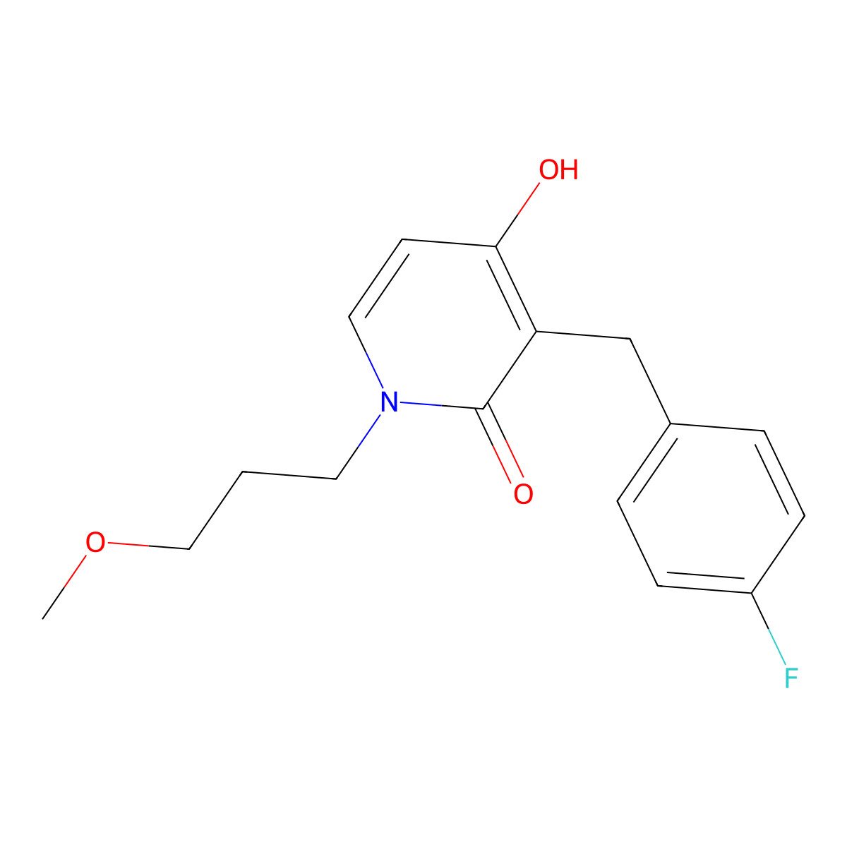 3-(4-fluorobenzyl)-4-hydroxy-1-(3-methoxypropyl)-2(1H)-pyridinone molecular structure, CAS 478247-81-3