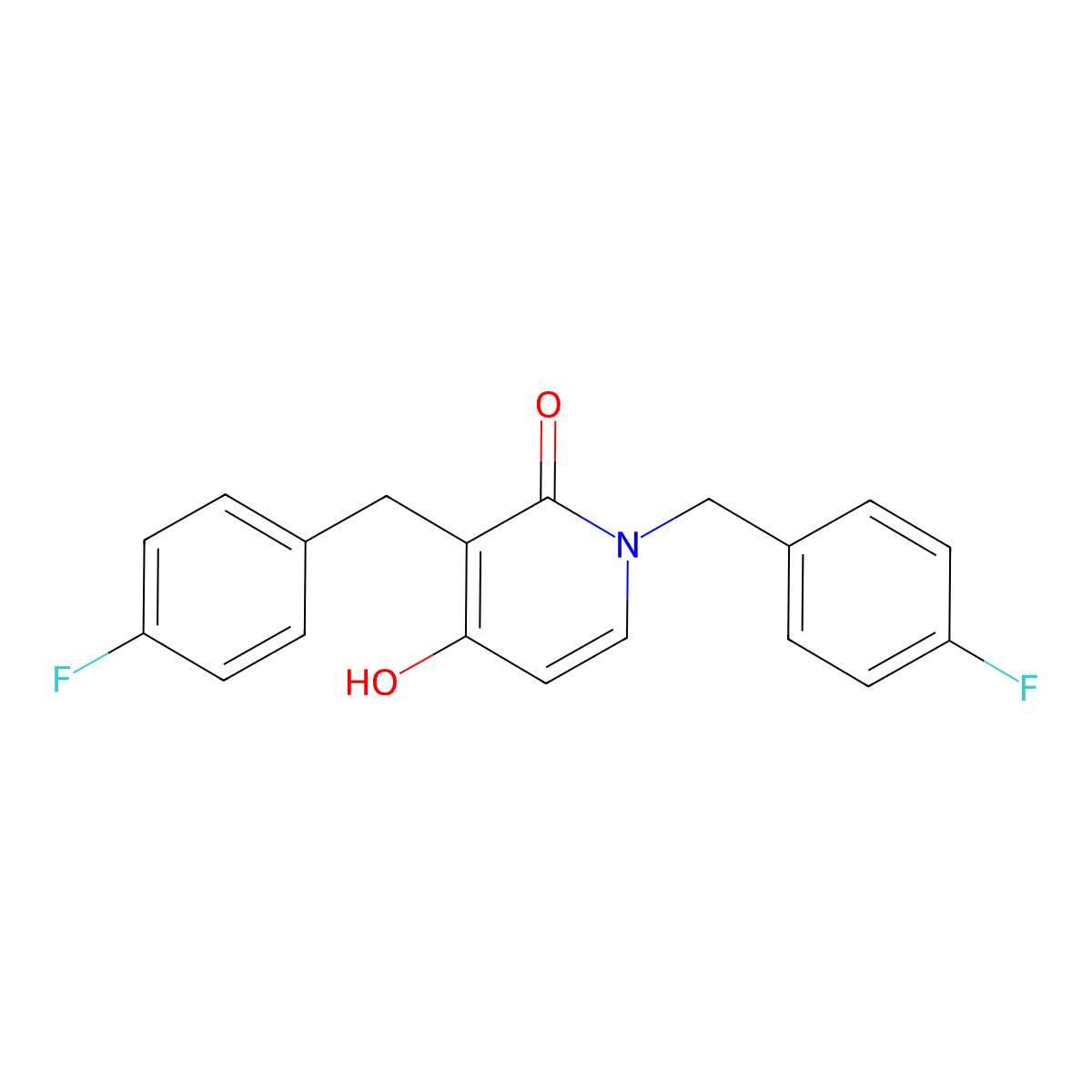 1,3-bis(4-fluorobenzyl)-4-hydroxy-2(1H)-pyridinone molecular structure, CAS 478247-88-0