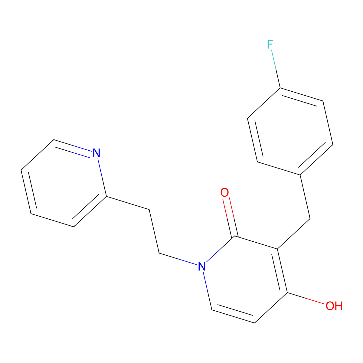 3-(4-fluorobenzyl)-4-hydroxy-1-[2-(2-pyridinyl)ethyl]-2(1H)-pyridinone molecular structure, CAS 478247-89-1