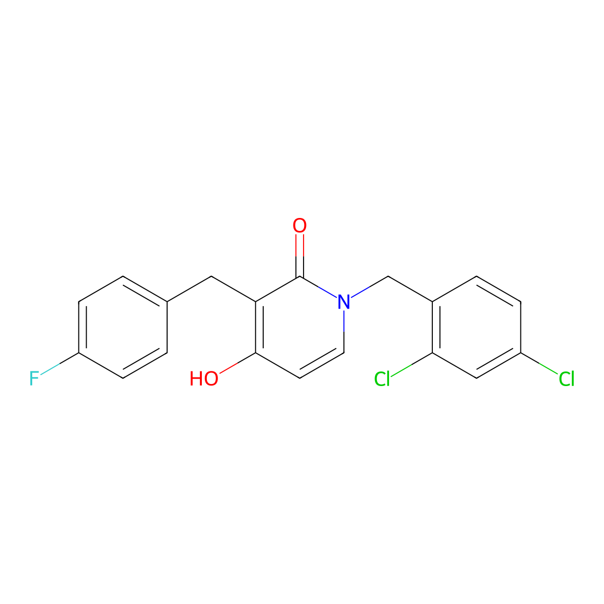 1-(2,4-dichlorobenzyl)-3-(4-fluorobenzyl)-4-hydroxy-2(1H)-pyridinone molecular structure, CAS 478247-91-5