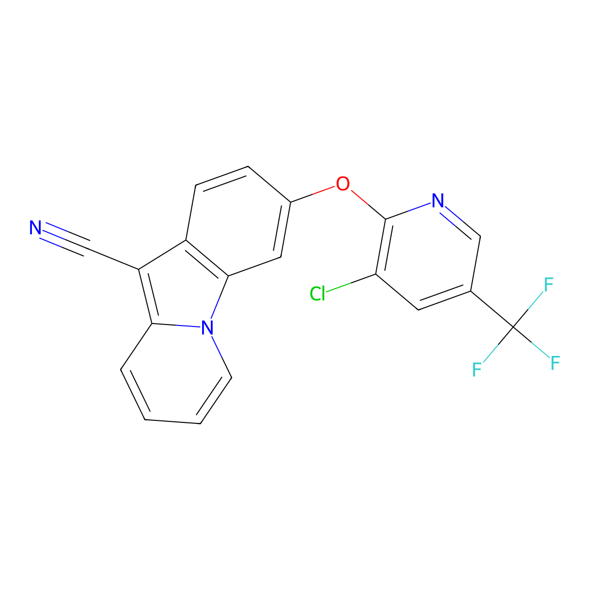 3-{[3-Chloro-5-(trifluoromethyl)-2-pyridinyl]oxy}pyrido[1,2-a]indole-10-carbonitrile molecular structure, CAS 478247-98-2