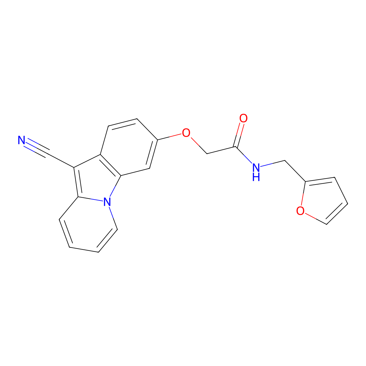 2-[(10-cyanopyrido[1,2-a]indol-3-yl)oxy]-N-(2-furylmethyl)acetamide molecular structure, CAS 478248-00-9