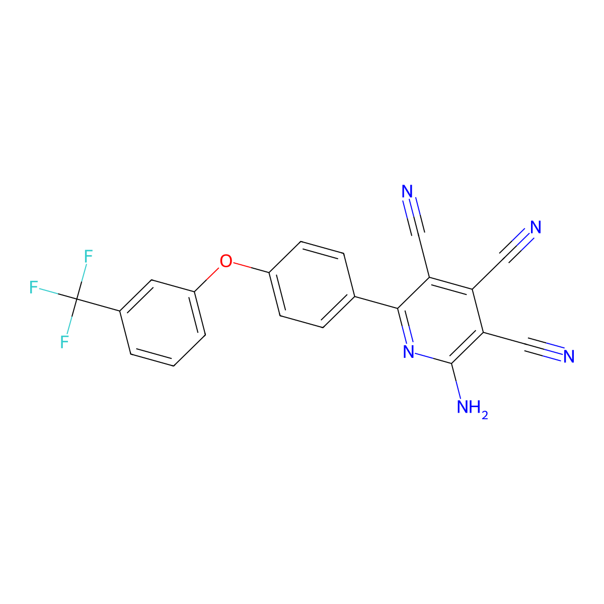 2-Amino-6-[4-[3-(trifluoromethyl)phenoxy]phenyl]pyridine-3,4,5-tricarbonitrile molecular structure, CAS 478248-02-1