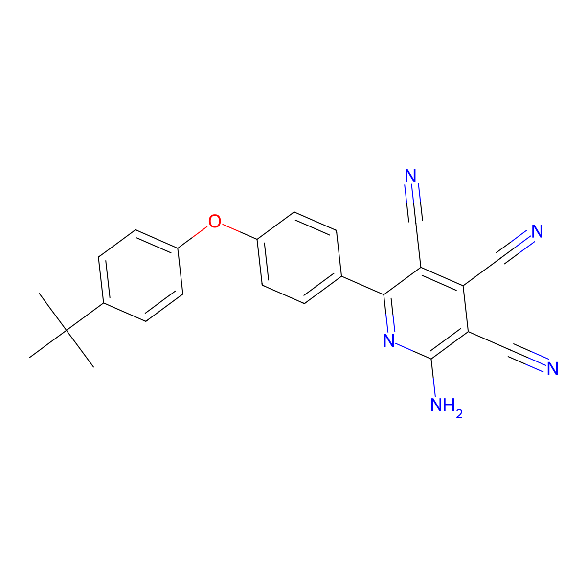 2-Amino-6-[4-(4-tert-butylphenoxy)phenyl]pyridine-3,4,5-tricarbonitrile molecular structure, CAS 478248-03-2
