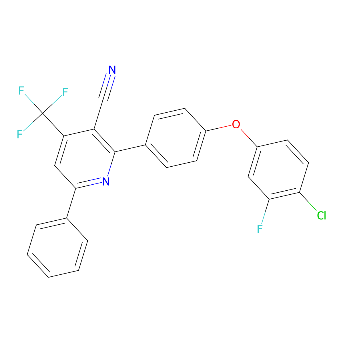 2-[4-(4-Chloro-3-fluorophenoxy)phenyl]-6-phenyl-4-(trifluoromethyl)pyridine-3-carbonitrile molecular structure, CAS 478248-04-3