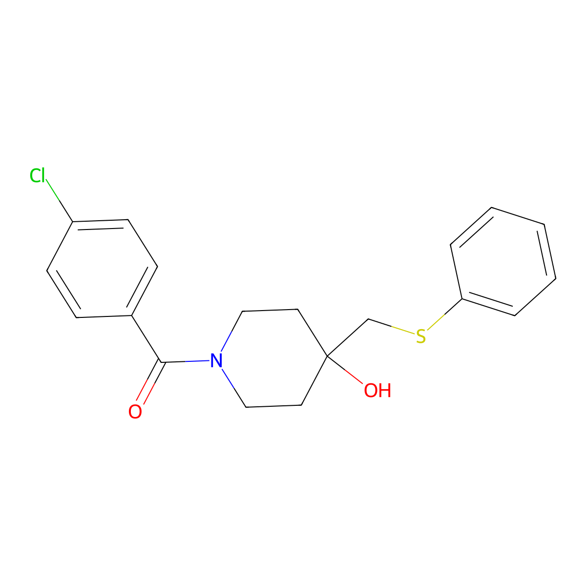 (4-Chlorophenyl){4-hydroxy-4-[(phenylsulfanyl)methyl]piperidino}methanone molecular structure, CAS 478248-09-8
