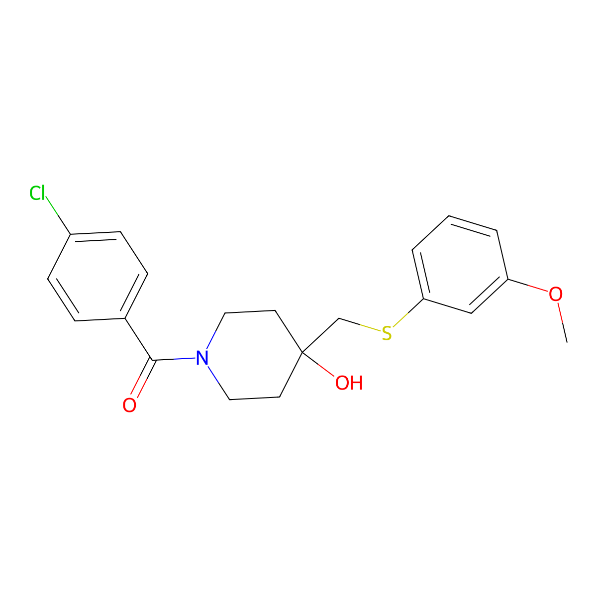 (4-Chlorophenyl)(4-hydroxy-4-{[(3-methoxyphenyl)sulfanyl]methyl}piperidino)methanone molecular structure, CAS 478248-12-3