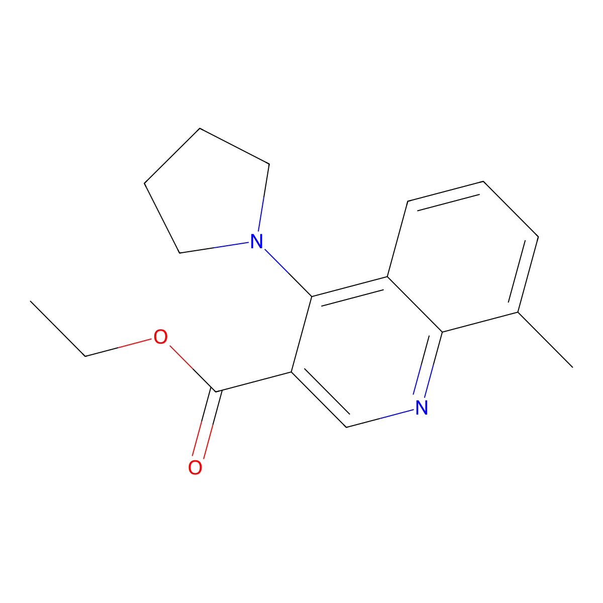 Ethyl 8-methyl-4-(1-pyrrolidinyl)-3-quinolinecarboxylate molecular structure, CAS 478248-18-9