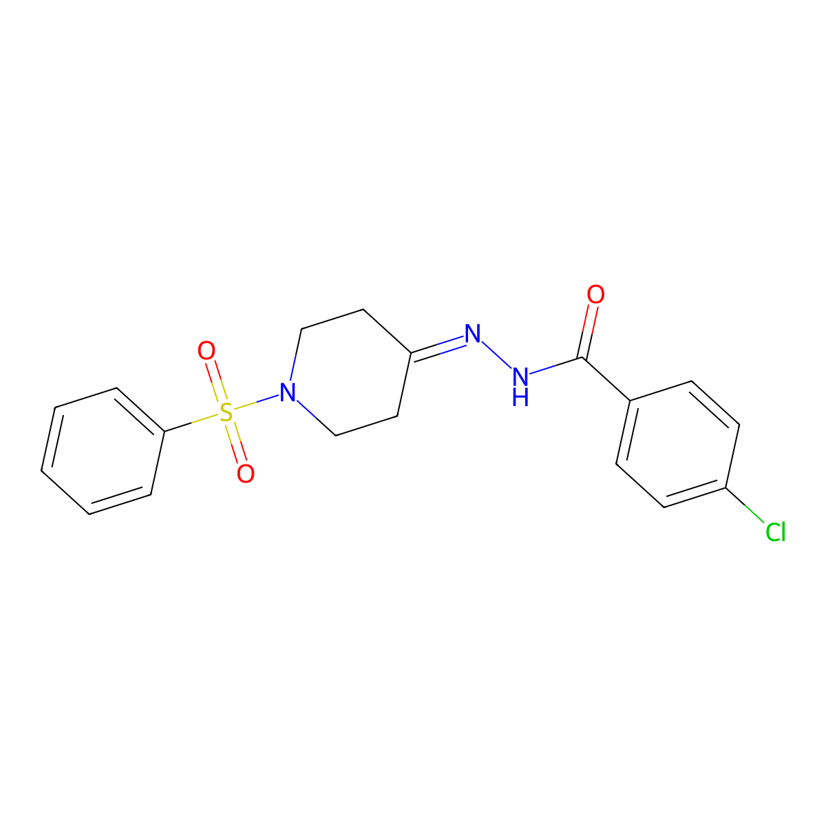 4-chloro-N'-[1-(phenylsulfonyl)-4-piperidinylidene]benzenecarbohydrazide molecular structure, CAS 478248-20-3