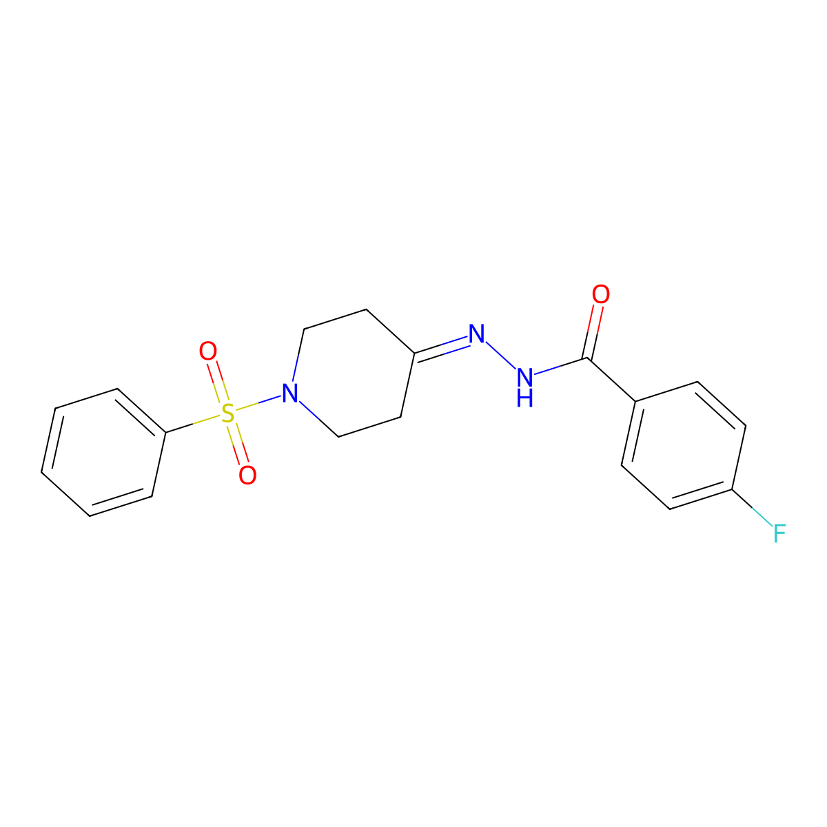 4-fluoro-N'-[1-(phenylsulfonyl)-4-piperidinylidene]benzenecarbohydrazide molecular structure, CAS 478248-21-4