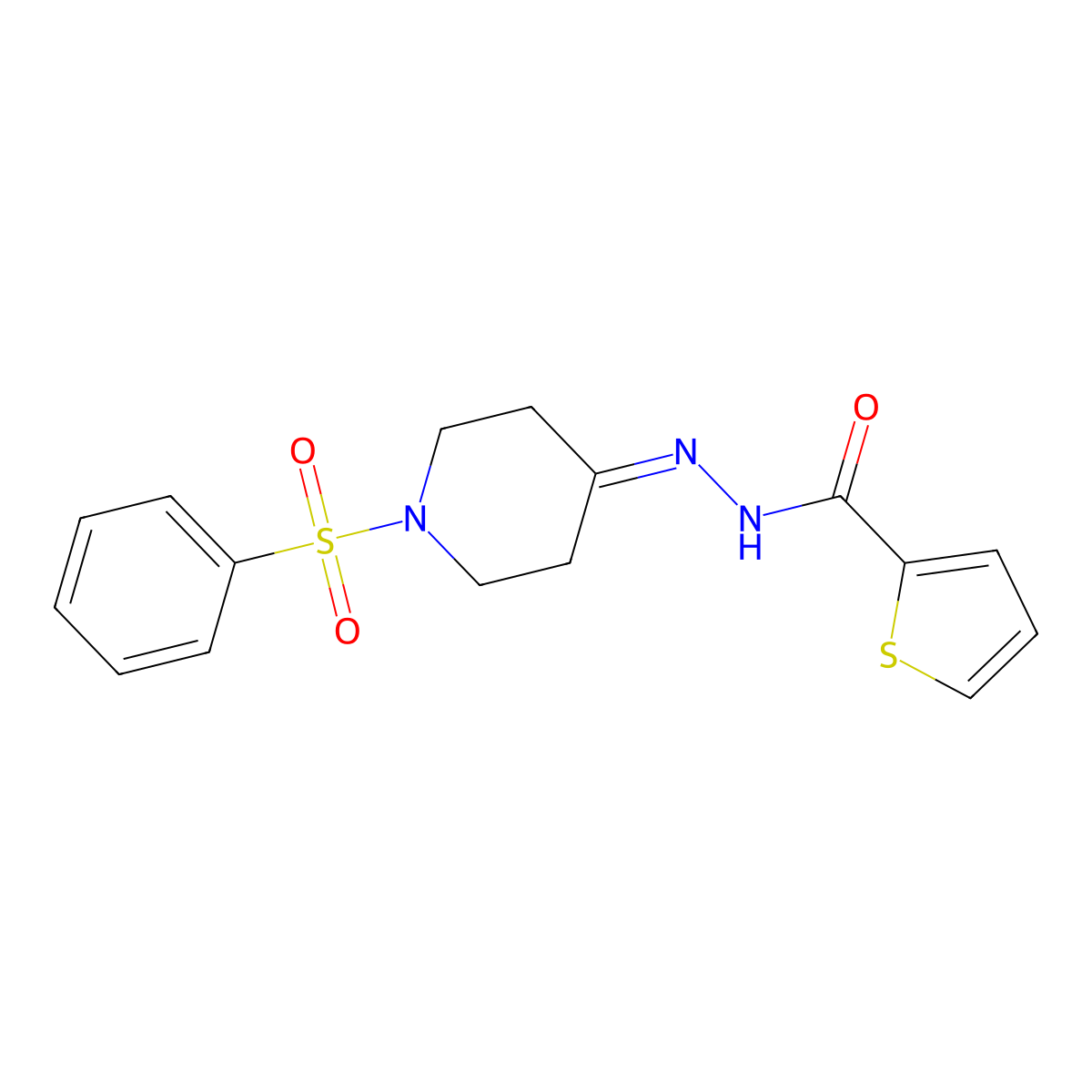 N'-[1-(phenylsulfonyl)-4-piperidinylidene]-2-thiophenecarbohydrazide molecular structure, CAS 478248-24-7