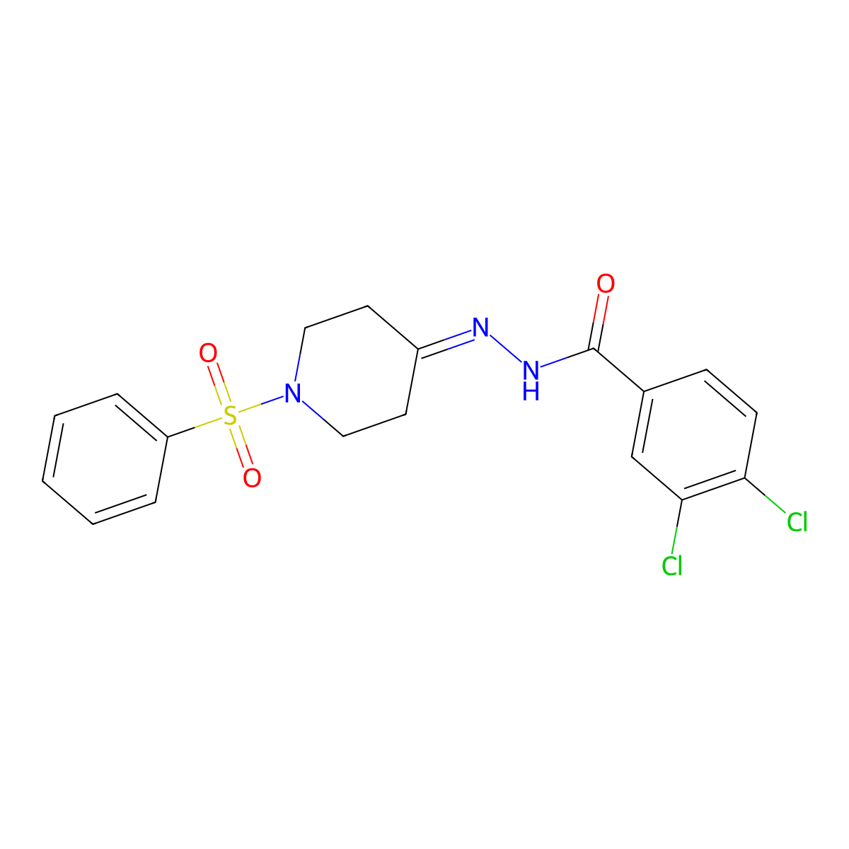 3,4-dichloro-N'-[1-(phenylsulfonyl)-4-piperidinylidene]benzenecarbohydrazide molecular structure, CAS 478248-25-8