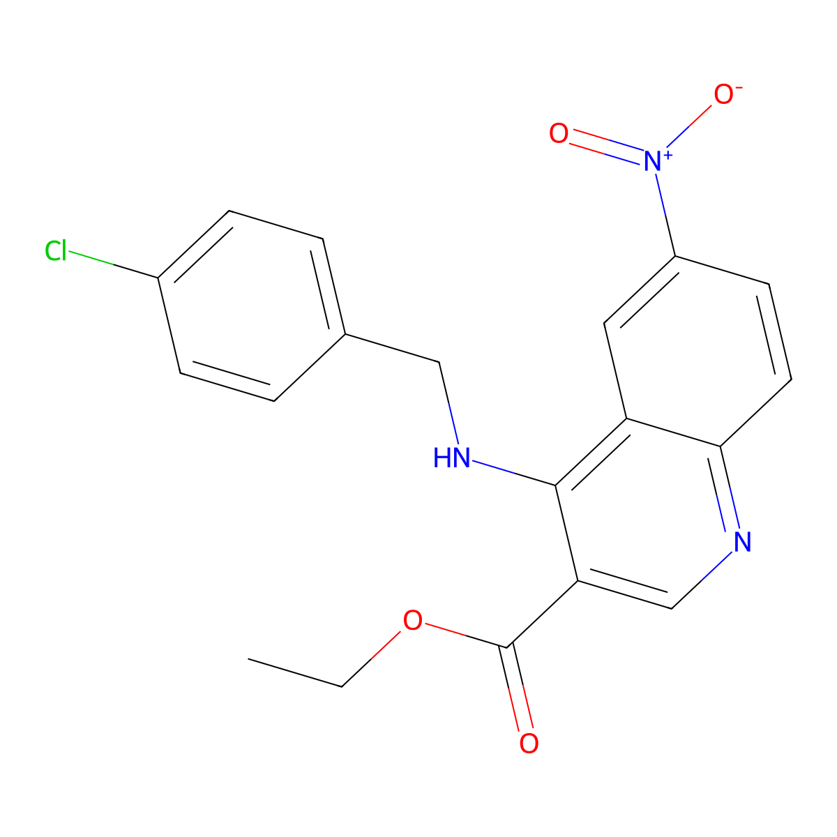 Ethyl 4-[(4-chlorobenzyl)amino]-6-nitro-3-quinolinecarboxylate molecular structure, CAS 478248-26-9