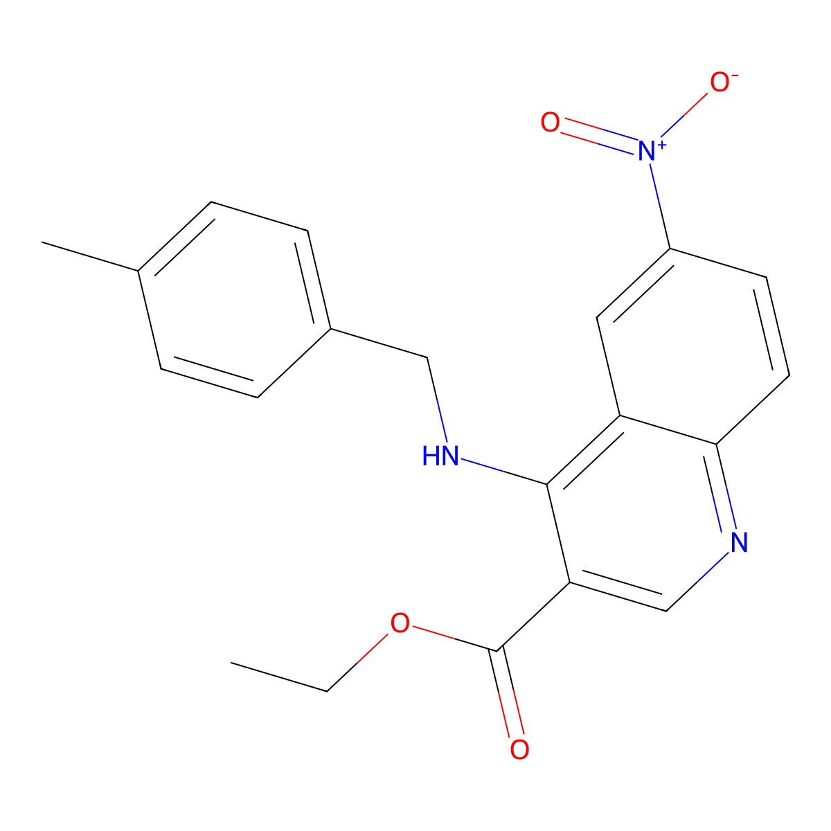 Ethyl 4-[(4-methylbenzyl)amino]-6-nitro-3-quinolinecarboxylate molecular structure, CAS 478248-27-0