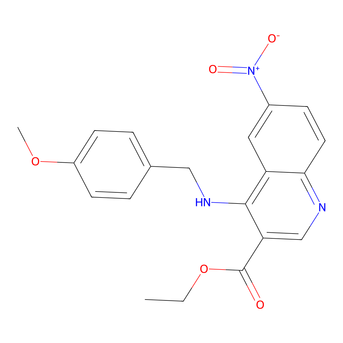 Ethyl 4-[(4-methoxybenzyl)amino]-6-nitro-3-quinolinecarboxylate molecular structure, CAS 478248-28-1