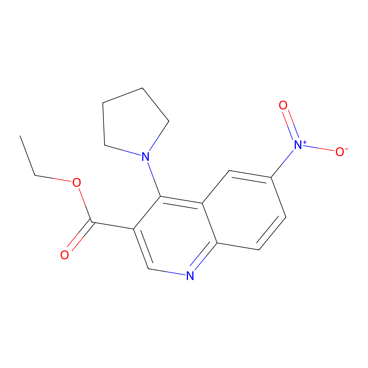 Ethyl 6-nitro-4-(1-pyrrolidinyl)-3-quinolinecarboxylate molecular structure, CAS 478248-31-6
