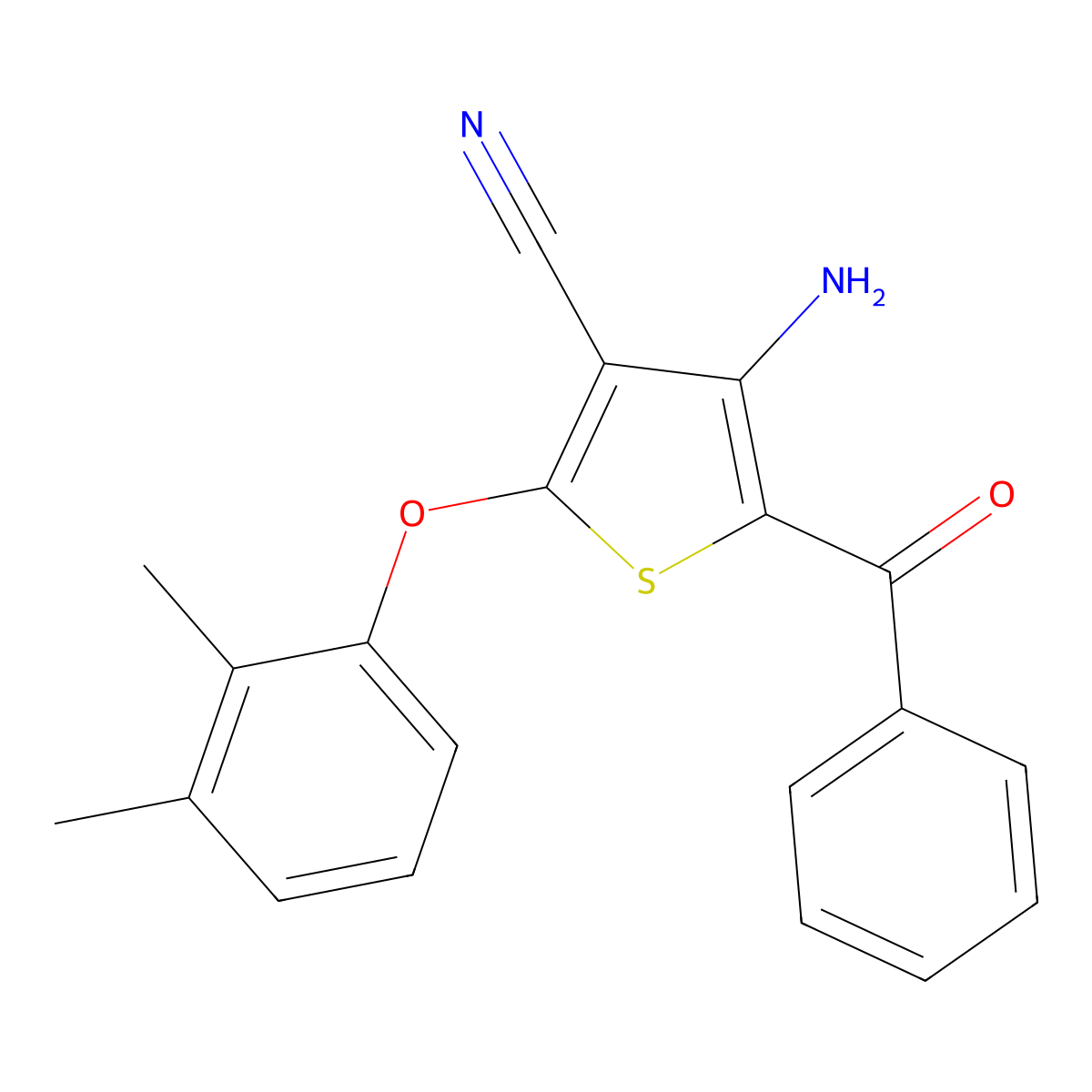 4-Amino-5-benzoyl-2-(2,3-dimethylphenoxy)thiophene-3-carbonitrile molecular structure, CAS 478248-33-8