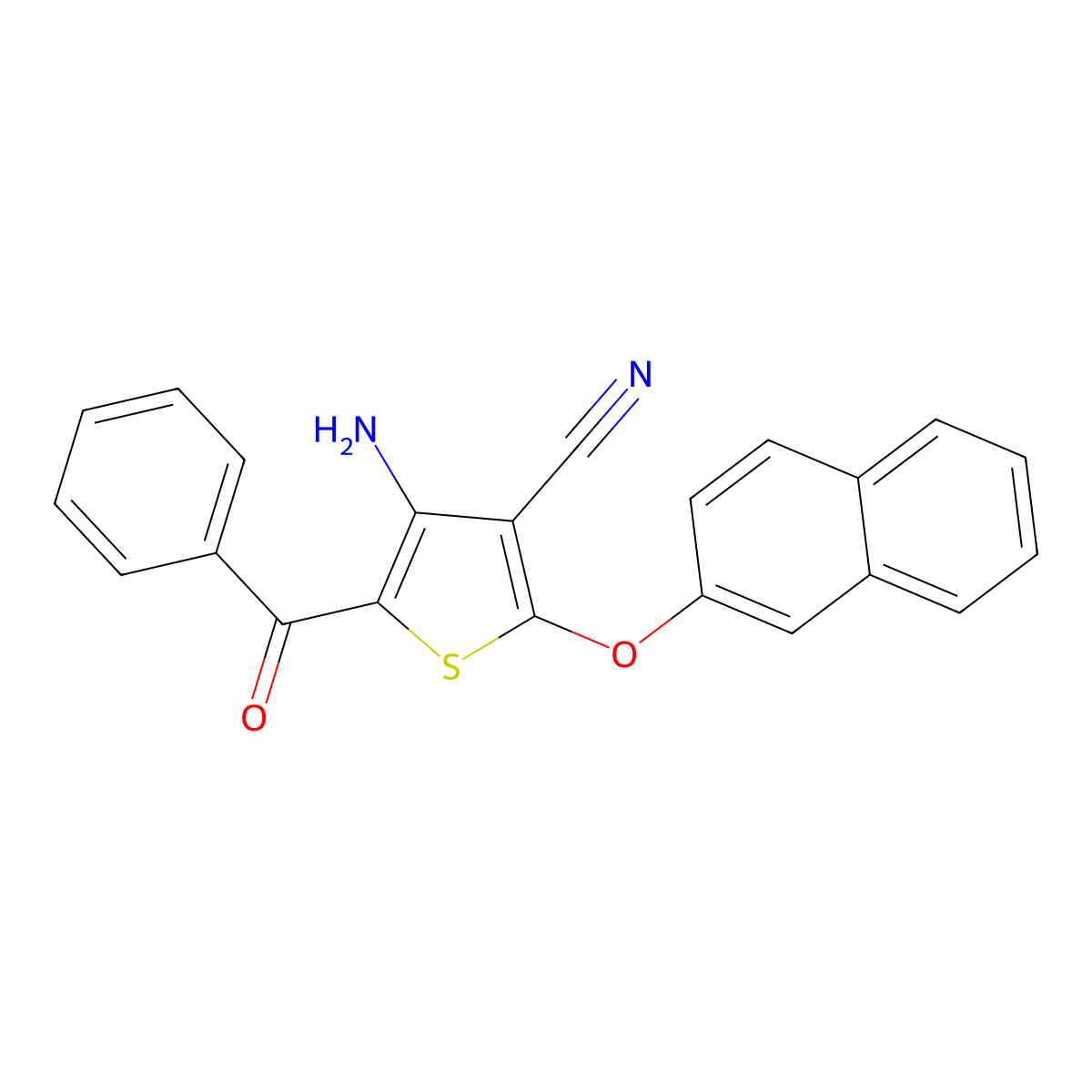 4-Amino-5-benzoyl-2-(2-naphthyloxy)-3-thiophenecarbonitrile molecular structure, CAS 478248-34-9
